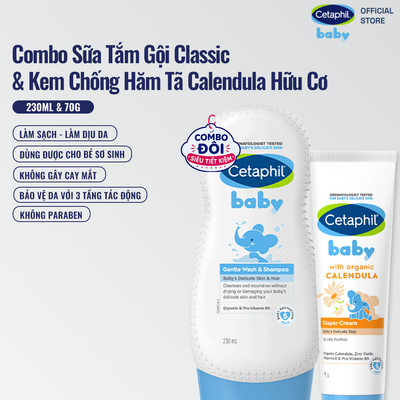 [SVIP] Combo Sữa tắm gội dịu lành Gentle 230ml + Kem chống hăm tã dịu lành Diaper Cream 70g