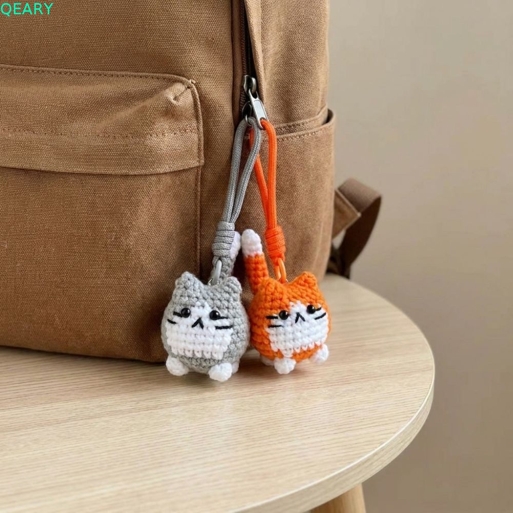 QEARY Dệt Kim Mèo Con Móc Khóa, Dây Đeo Bện Dệt Tay Móc Khóa Mèo, Động Vật Hoạt Hình Nhiều Màu Mềm Mại Dễ Thương Mèo Sang Trọng Móc Khóa Cho Túi Mặt Dây Chuyền