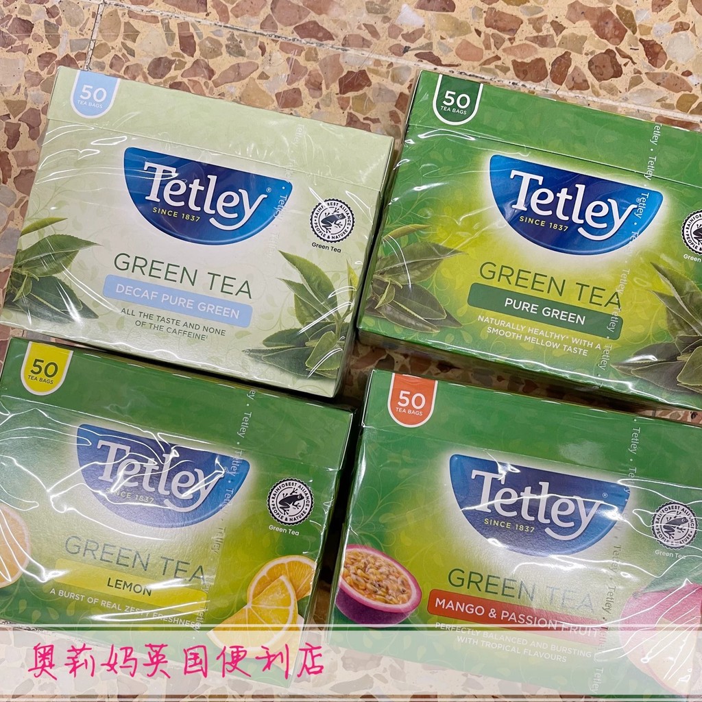 Trà xanh Tetley của Anh Trà xanh Tetley Túi trà xanh không chứa caffein 50 túi / Trà xanh Tetley Anh