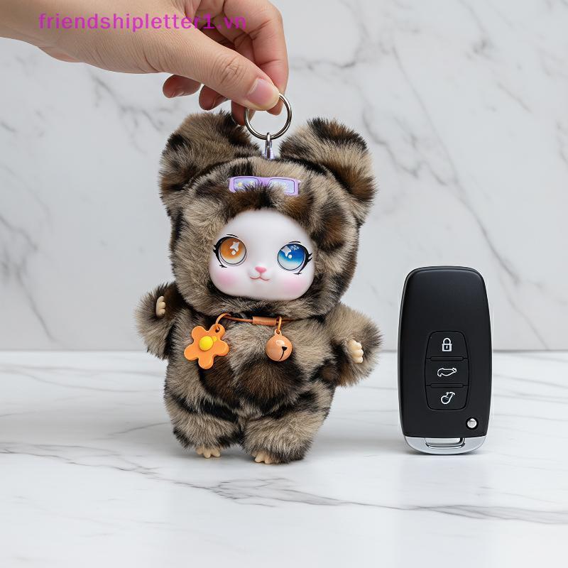 {FH Fashion} Móc khóa sang trọng hoạt hình Da báo Đồ chơi nhồi bông in mềm có đuôi Mặt dây chuyền Bapa nhẹ cho quà tặng dự tiệc cho trẻ em.