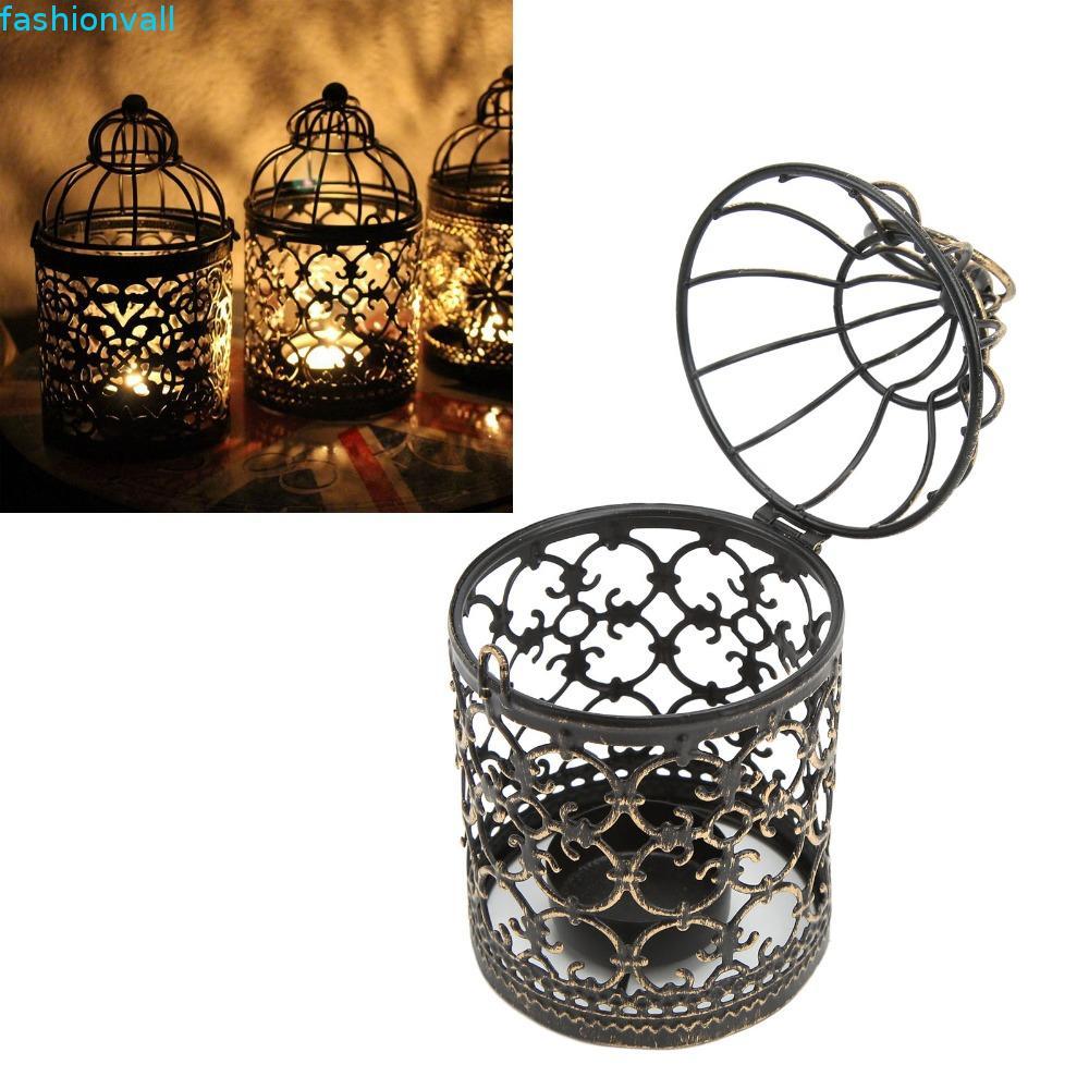 FASHIONVALL Vintage Candle Holder, Bàn chải kim loại Giá đỡ nến sắt vàng, Treo trang trí Trung tâm C