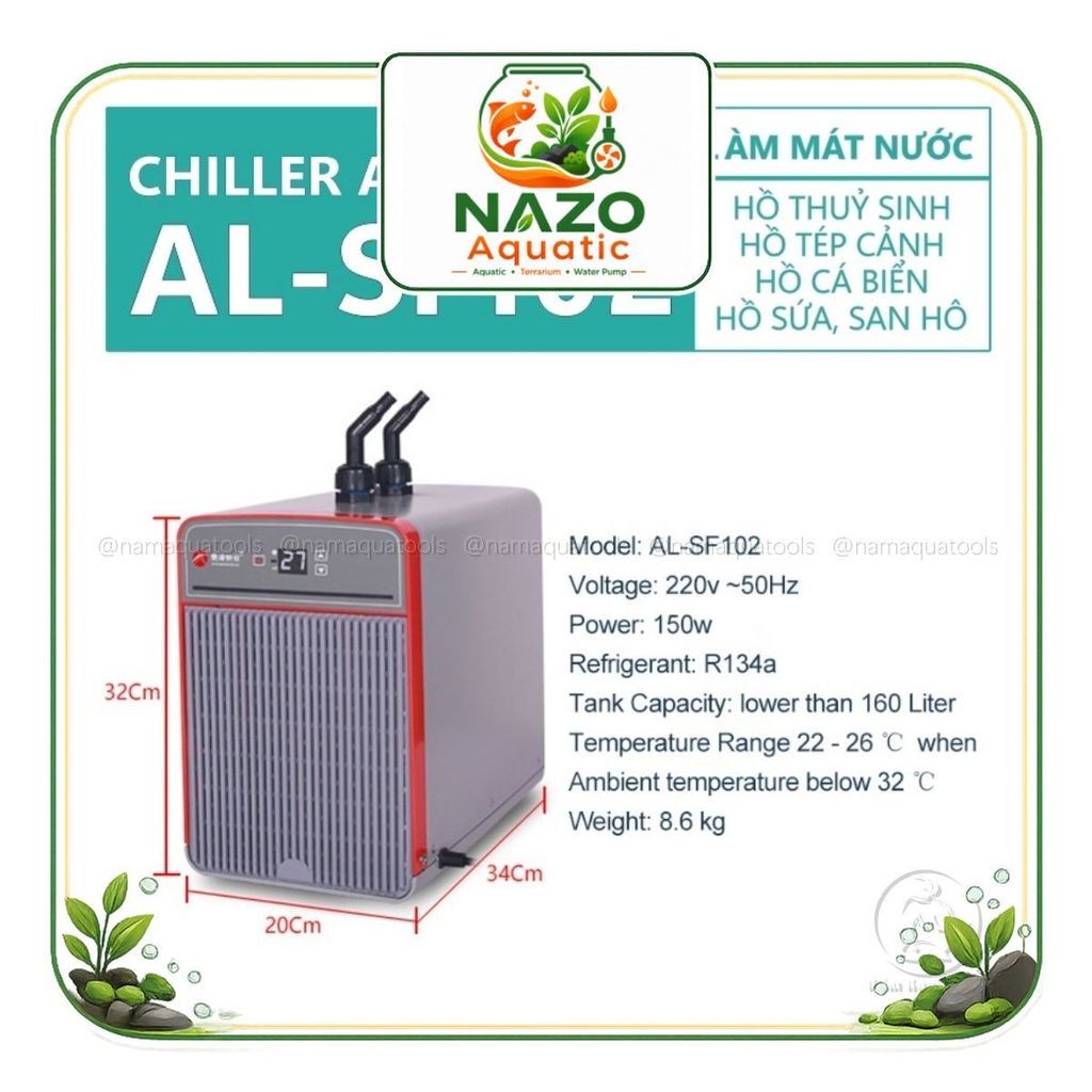Chiller Aoling AL-SF102  Máy Làm Mát Hồ Cá Thuỷ Sinh, Làm Lạnh Nước Cho Máy Y Tế, Máy CNC NAZO Aquat