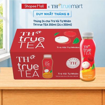 Thùng 24 chai Trà Vải Tự Nhiên TH true TEA 350ml (24 x 350ml)