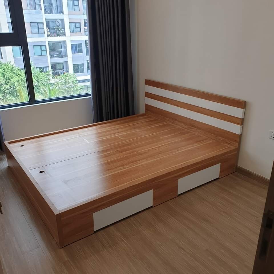 Giường gỗ công nghiệp MDF 1M6-1M8-2M có ngăn kéo