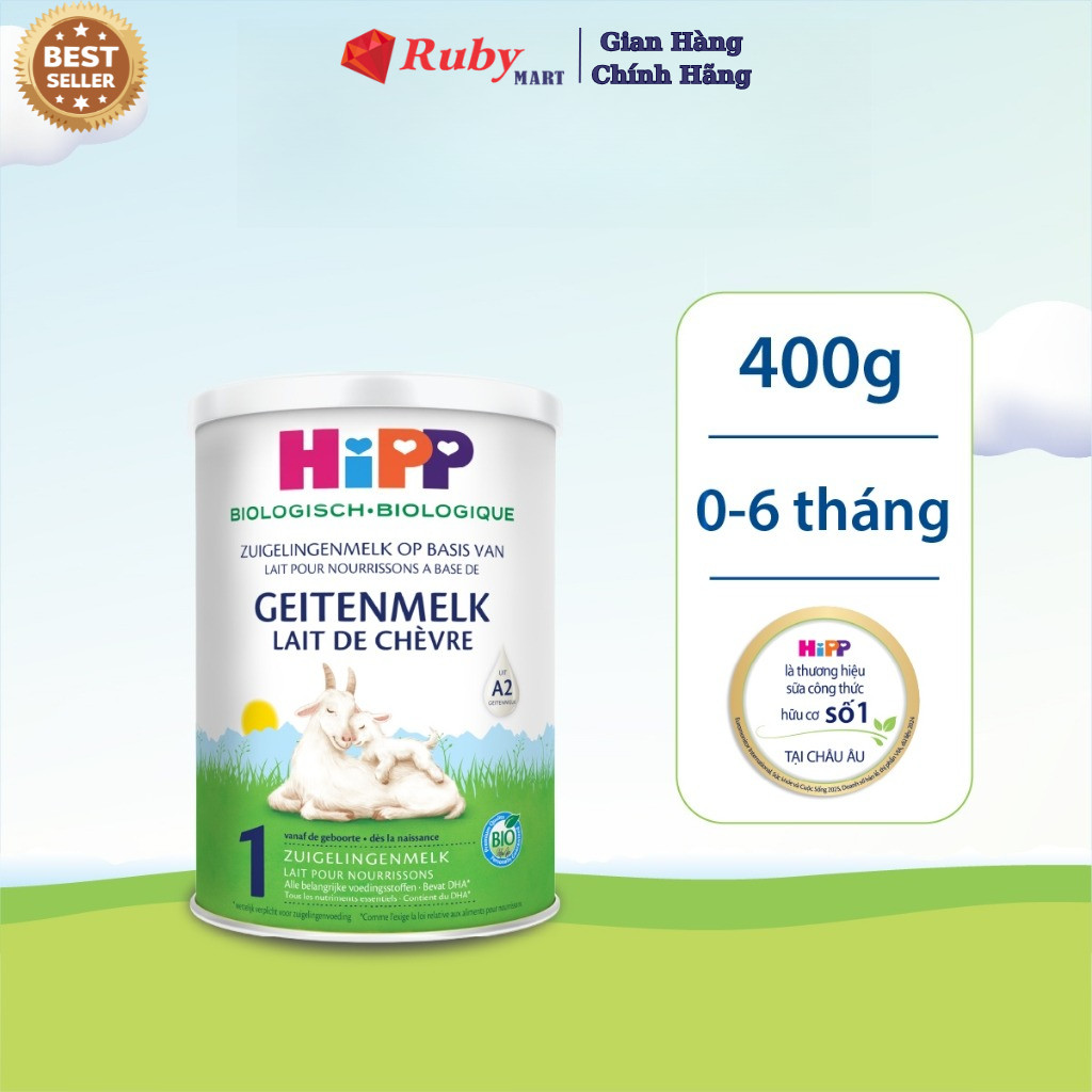 Sữa dê HiPP 1 Organic 400g - Giúp bé phát triển chiều cao, trí não, tăng cường hấp thu