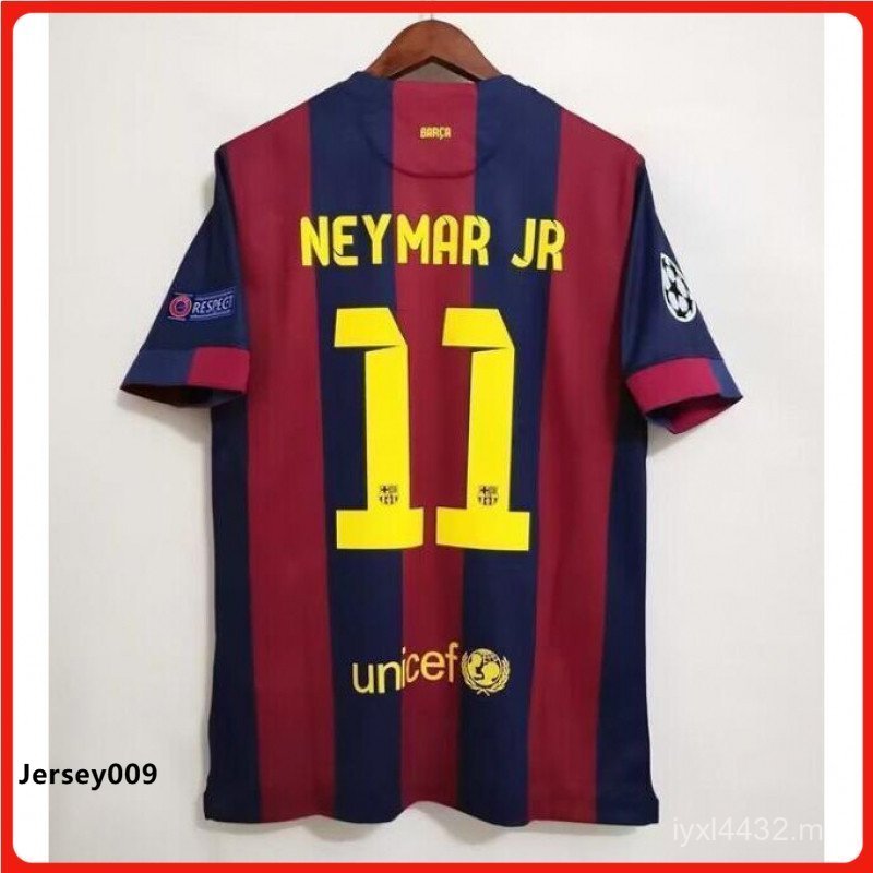 2014-15 Barcelona NEYMAR JR MESSI Chất Lượng Hàng Đầu Nhà Retro Áo Bóng Đá Tùy Chỉnh Áo Thun Bóng Đá