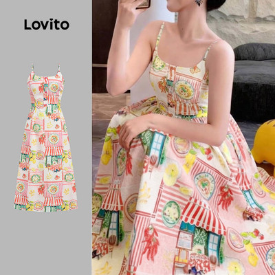 Lovito Kỳ nghỉ  Mẫu váy Váy xếp ly Mùa xuân/Hè cho nữ LK3ED152