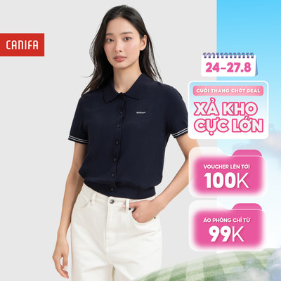 Áo len polo nữ cộc tay, áo len nữ ngắn tay form vừa chất liệu mềm mát CANIFA 6TE26S005