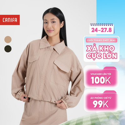 Áo khoác gió nữ hai lớp cổ bẻ CANIFA 6OT24W005