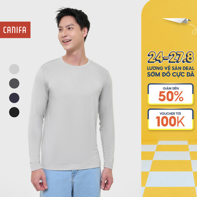 Áo giữ nhiệt nam CANIFA dày tay cổ tròn siêu ấm mềm mịn 8IT25W003