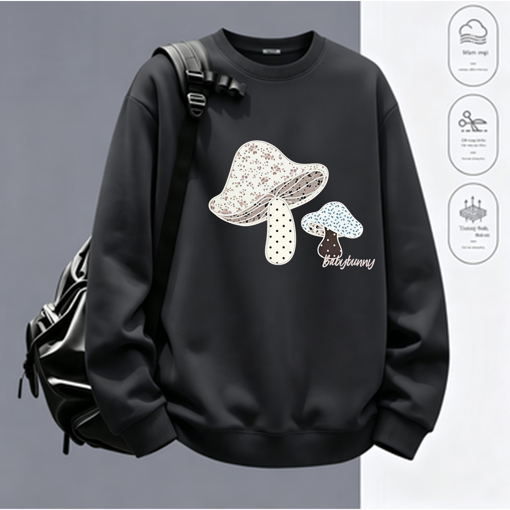 COD✅ (Hồ Chí Minh)RTOML áo dài tay nữ form rộng pattern vietnam korean Họa tiết nấm đôi đốm