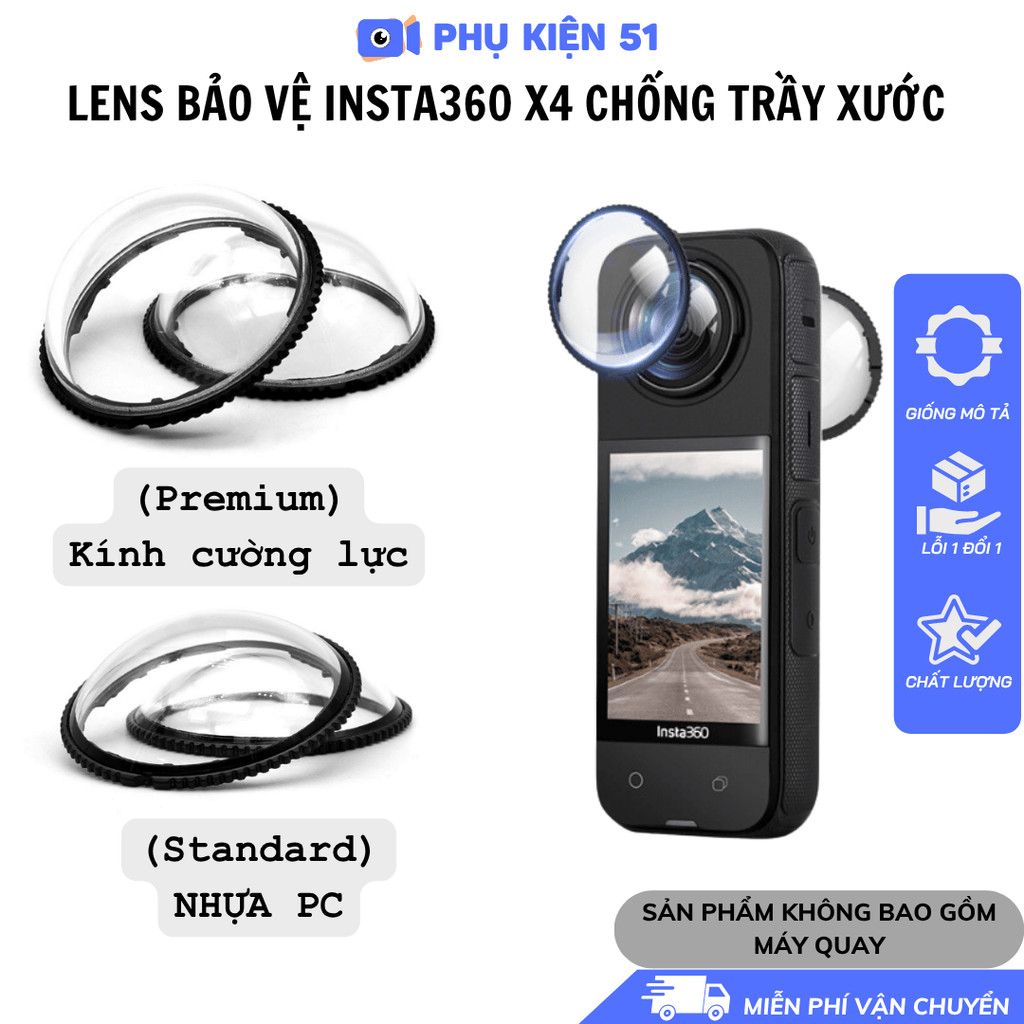 Bảo Vệ Lens Insta360 X4/ X4 Air tháo lắp dễ dàng chống trầy xước bảo vệ camera…