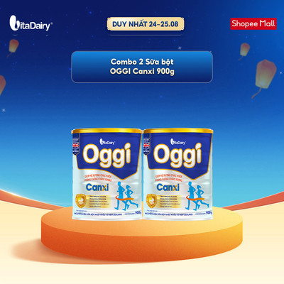 [COMBO 2 LON] Sữa bột Oggi Canxi - Giúp tăng cường mật độ xương, giúp hệ cơ xương chắc khoẻ, chống loãng xương-Lon 900g