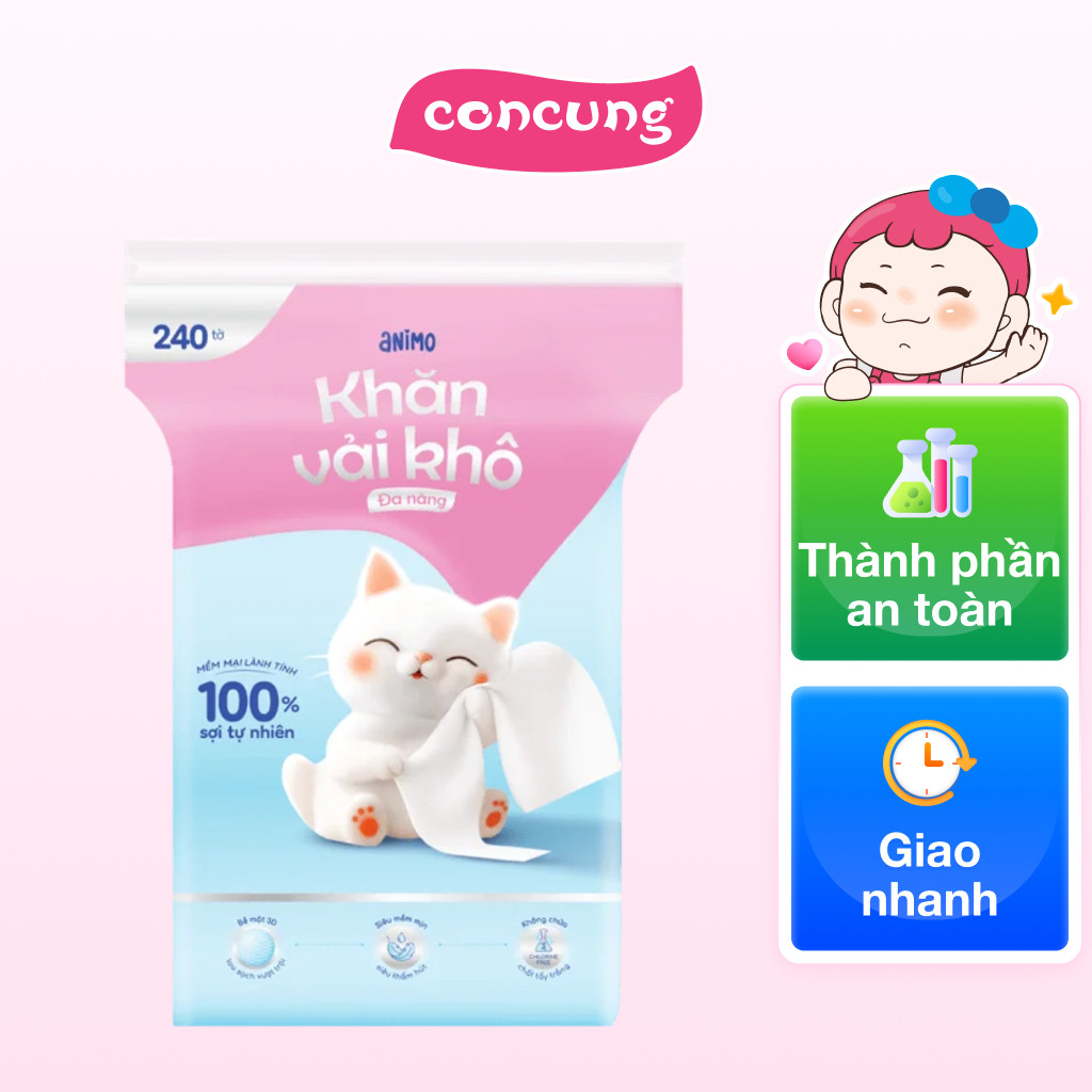 Combo 3 Khăn vải khô đa năng Animo (240 tờ)