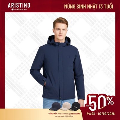 Áo Khoác Gió Thể Thao Aristino AJK003EDP01 Màu Xanh Rêu Chống Gió Dày Dặn Dáng Regular Fit