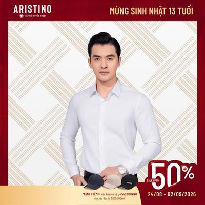 Áo Sơ Mi Trắng Dài Tay Nam Aristino Slim fit Họa Tiết Đan Lát ALS0820S1