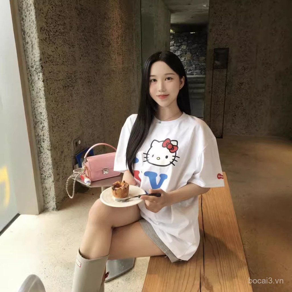 SNL0 Correct Version South Korea Open yy Collaboration color-blocked short-sleeve cute loose casual 