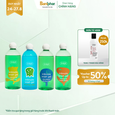 Bigsize Dung Dịch Vệ Sinh Phụ Nữ Intimate ZIAJA Xuất Xứ Ba Lan Giúp Dưỡng Ẩm, Khử Mùi 500ml