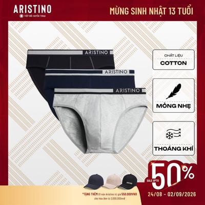 Quần lót nam ARISTINO dáng briefs, kiểu dáng khỏe khoắn, cotton mềm mại, kháng khuẩn tốt