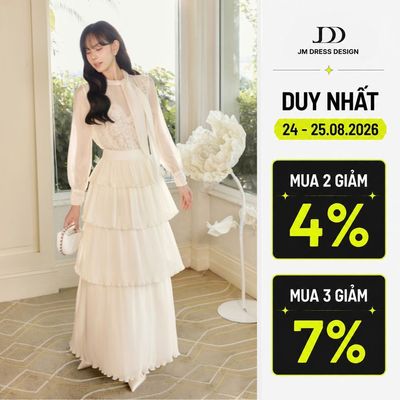 Set Áo Kiểu 2 Lớp Phối Ren 2T46.2606, Chân Váy Dài Dập Ly Xếp Tầng 4L12.2606. Set Đồ Công Sở Thanh Lịch, Sang Trọng JM