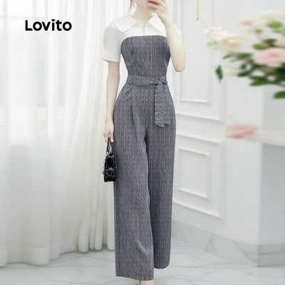 Lovito thanh lịch Jumpsuit Nữ Thắt Dây Xuân/Hè LK2EDD100