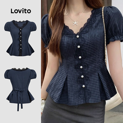 Áo Lovito phong cách thường ngày có nút trước mùa xuân/hè cho nữ L164ED024