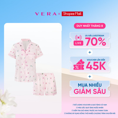 [NEW ARRIVAL] Bộ pijama ngắn nữ Vera satin in tay ngắn - V0797