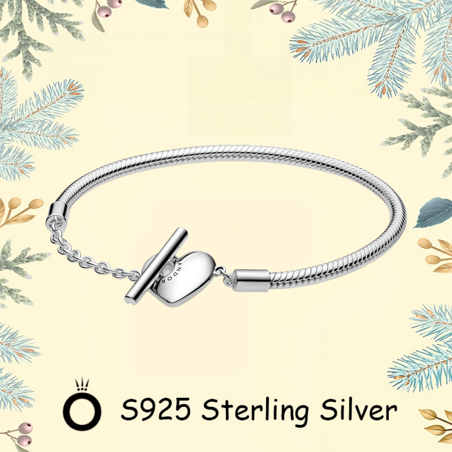 Pandora Quà Tặng Ngày Lễ Tình Nhân S925 Bạc Tối Giản DIY Cặp Đôi Trang Sức Chính Hãng Cho Nữ Khoảnh 