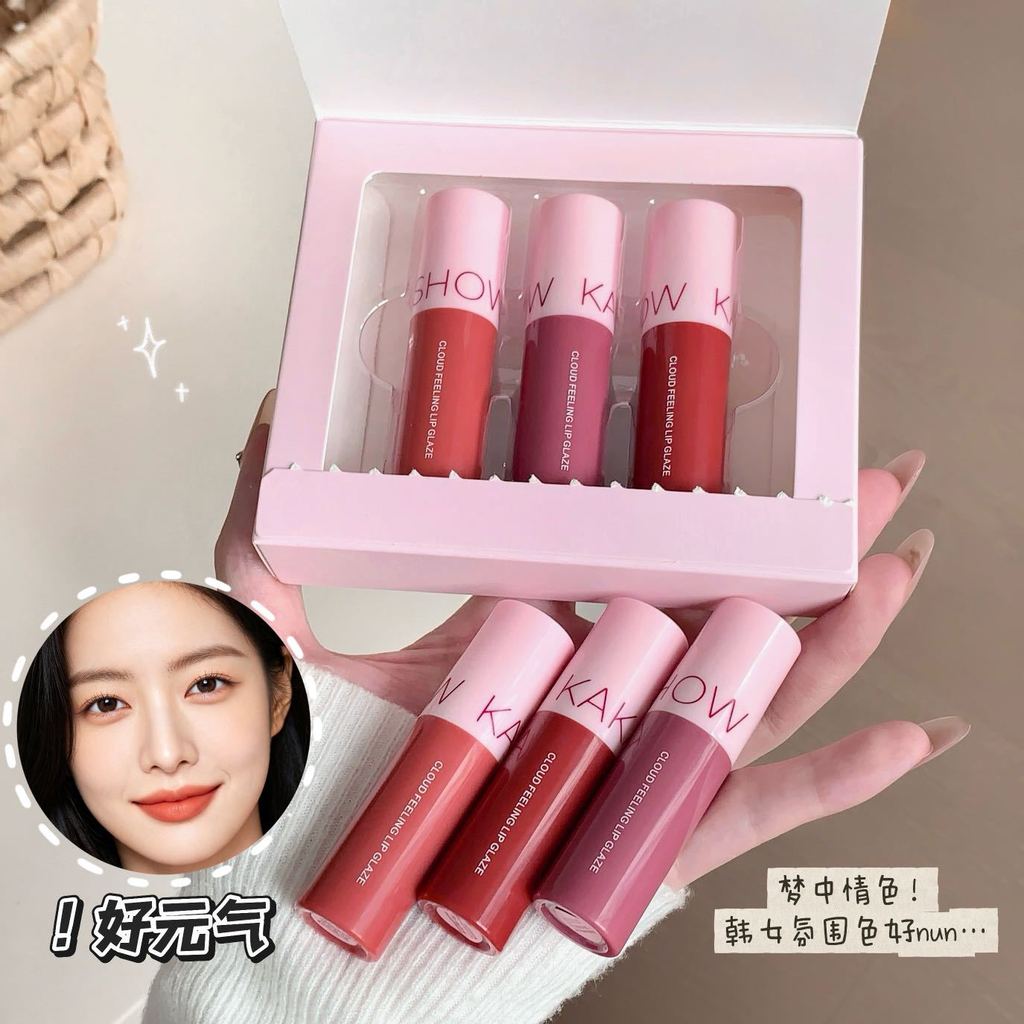 Kakashow Cloudy Mystery Mist / Water Gloss Lip Glaze Set Box Matte Matte Whiteing Lipstick Color Lip