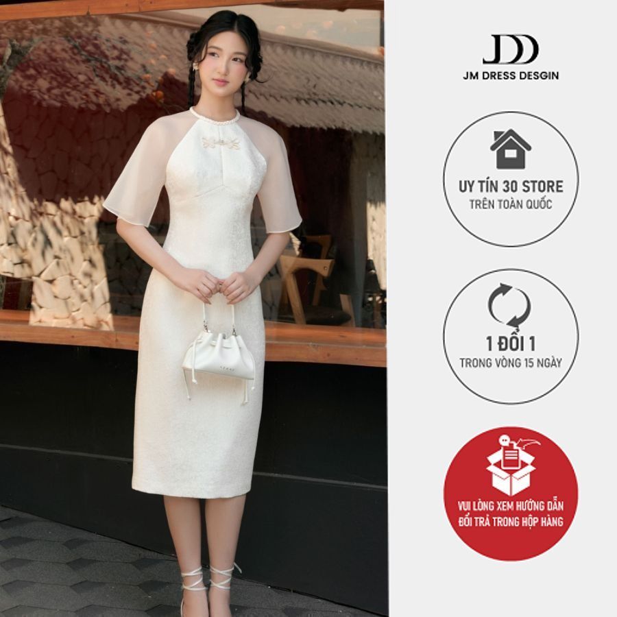 Đầm gầm đính nơ cổ yếm 1F34.2411BF thiết kế bởi JM Dress Design