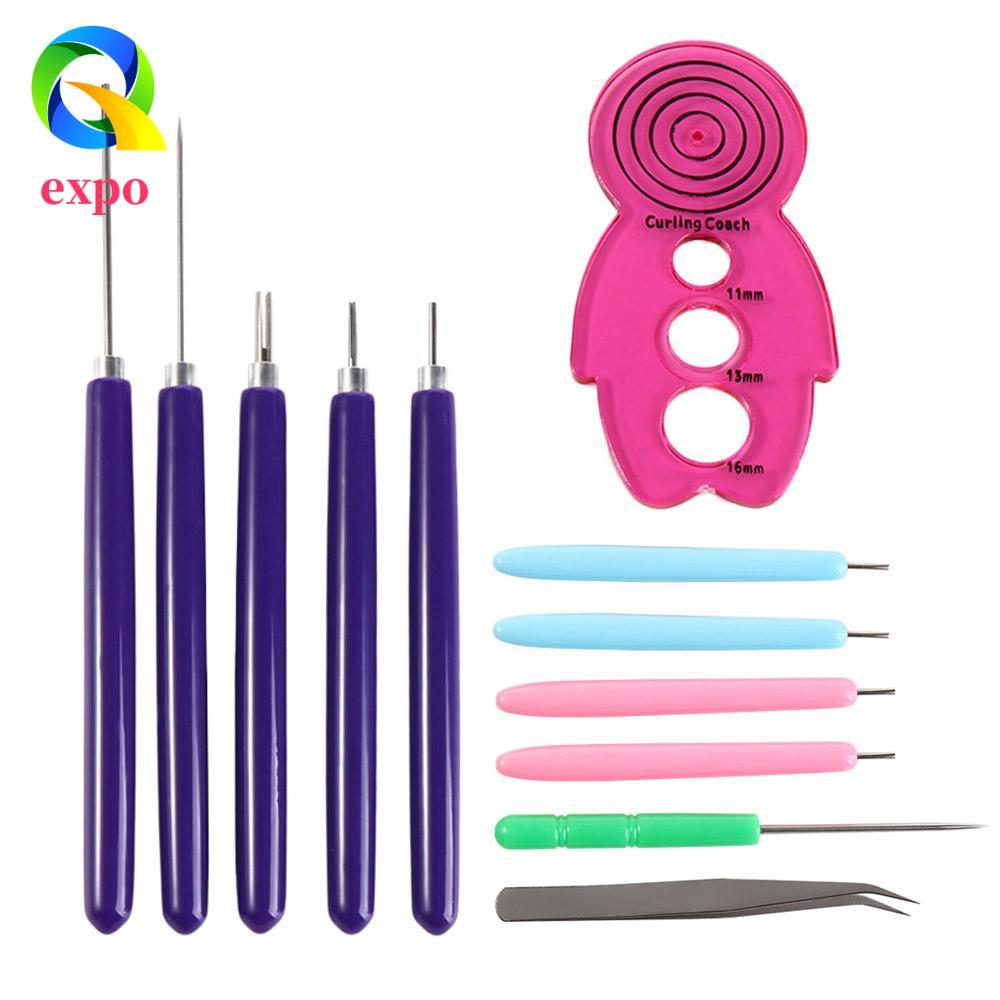 EXPO GIỚI HẠN 12 CÁI Bộ kim Quilling, Giấy thủ công nhiều kích thước Dụng cụ Quilling giấy, Dải giấy