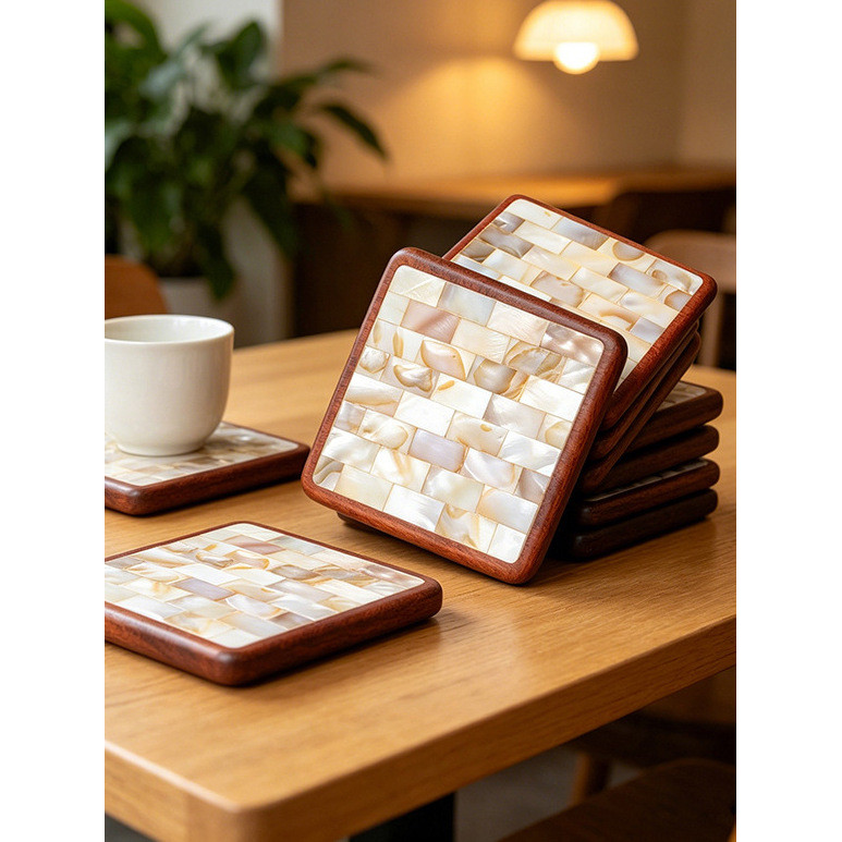 Ins Style Shell Cách Nhiệt Coaster Trà Có Giá Trị Cao Gỗ Hồng Gỗ Nguyên Chất Cà Phê Coaster Việt Nam