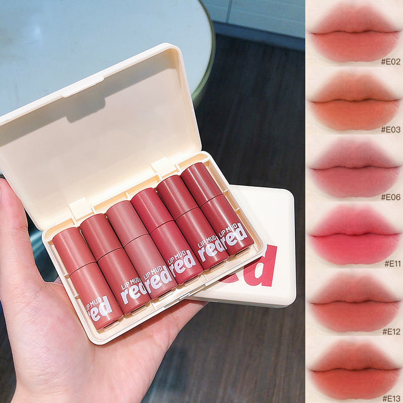 son mezzy son bóng 6 Que Bột Sương Mẫu Son Môi Môi Mờ Matte Học Sinh Trơn Mặt Làm Trắng Da Độ bão Hò