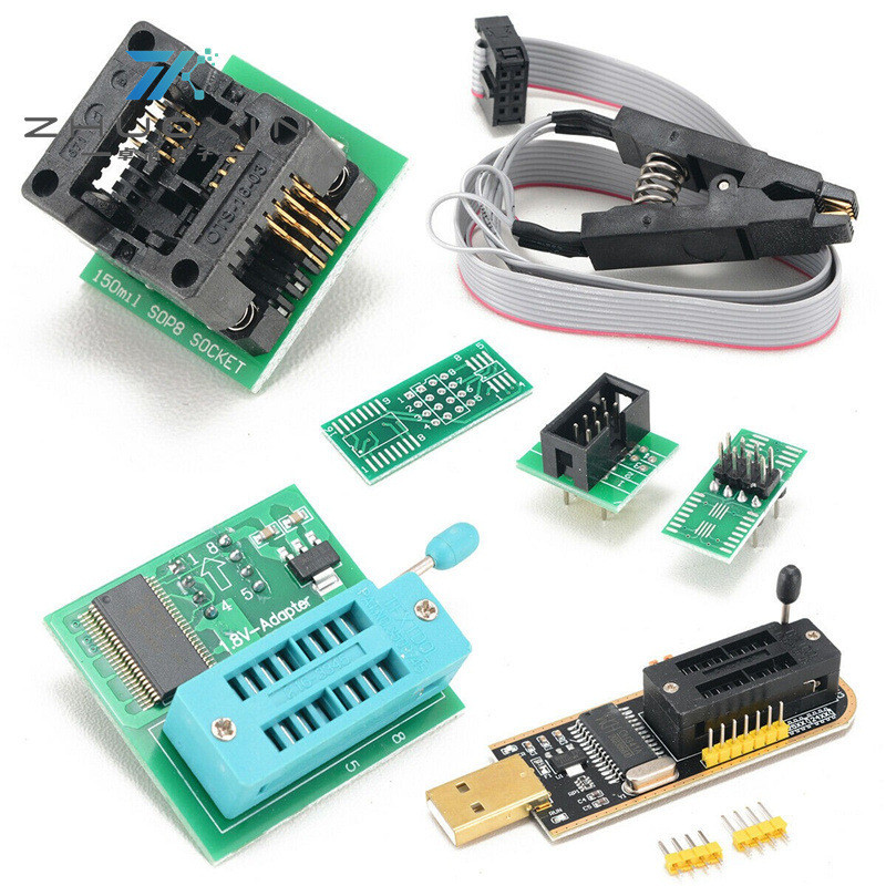 Bộ đầy đủ socket lập trình CH341A + mô-đun lập trình USB series 24 25 + kẹp kiểm tra SOIC8 SOP8