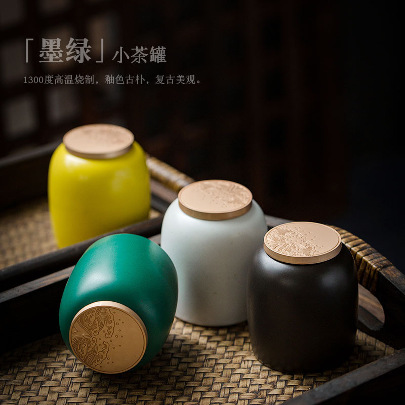 Hũ đựng trà gốm sứ kiểu cổ điển Jianying, hũ đựng trà nhỏ có nắp đậy, hũ đựng trà mini di động, hũ đ