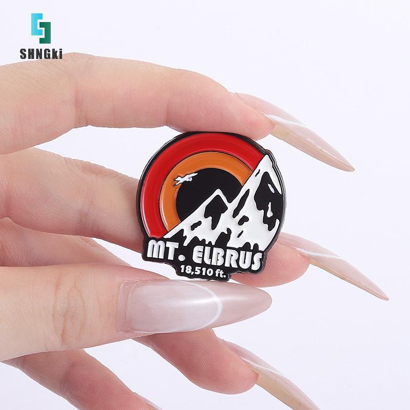 [SHNGki] Nga Elbrus Mount Men Pins Phong cảnh tự nhiên Sunrise Snow Mountain Trâm cài Bapa Ve áo Huy
