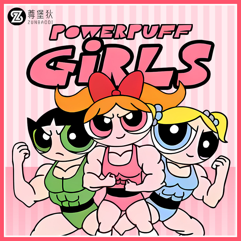 Fun Spoof Powerpuff Girls Summer Top Girls oversize American Áo thun ngắn tay Cotton nặng