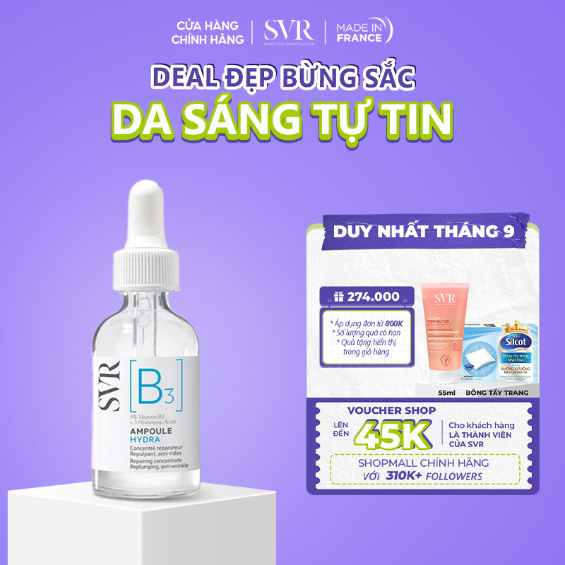 [Livestream 2] Tinh chất dưỡng da, ngăn ngừa nếp nhăn, phục hồi da SVR [B3] Ampoule Hydra 30ml