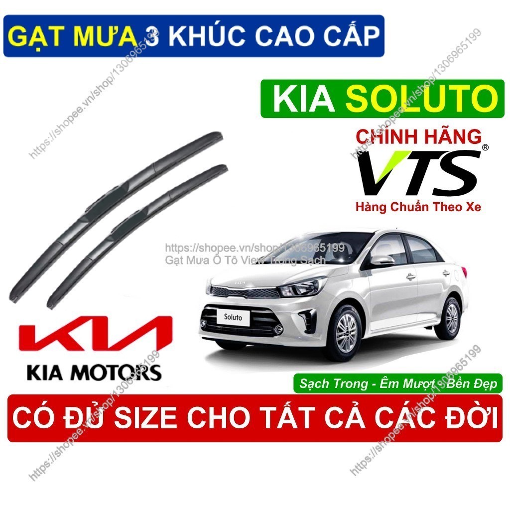 Gạt Mưa 3 Khúc VTS Kính Lái KIA SOLUTO, Cặp Gạt M.ưa Kính Lái KIA SOLUTO,  KIA SOLUTO