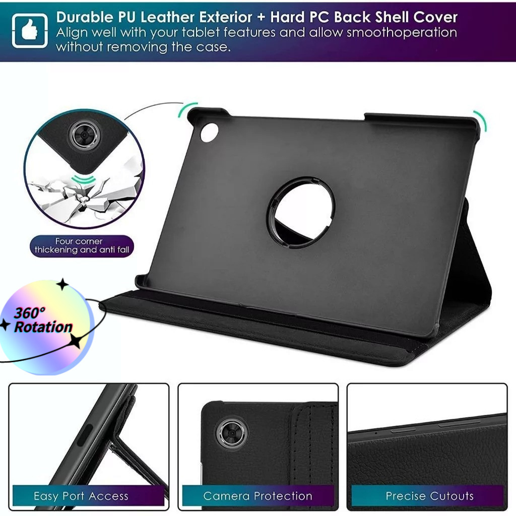 Vỏ xoay có giá đỡ cho Honor Pad X7 8.7 ” 2025 JMS-W09 JMS-L09 Vỏ lật bảo vệ Bao da PU