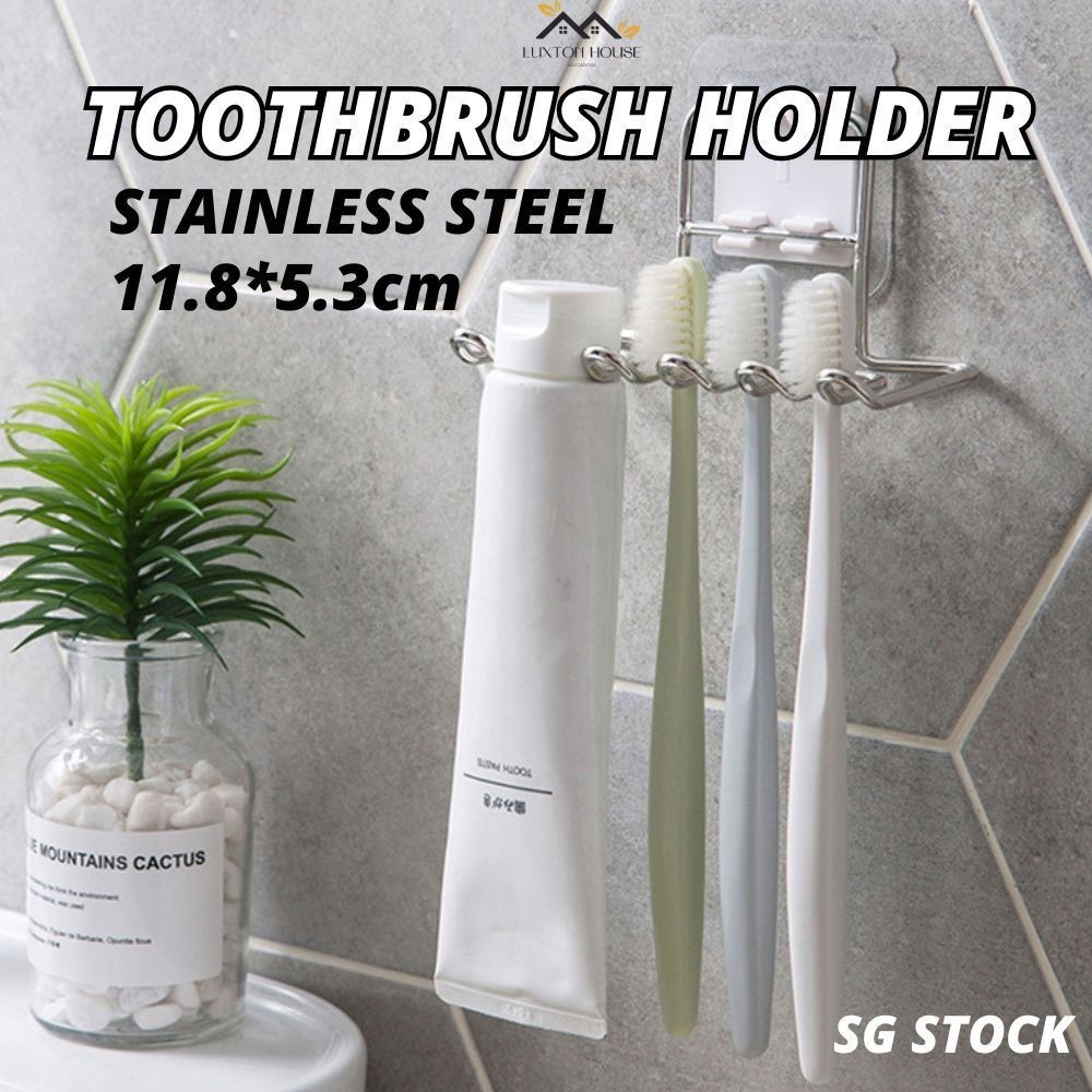 Wall Mounted Toothbrush Holder Wall Stainless Steel Toothpaste Holder Toothbrush Rack Shaver Storage