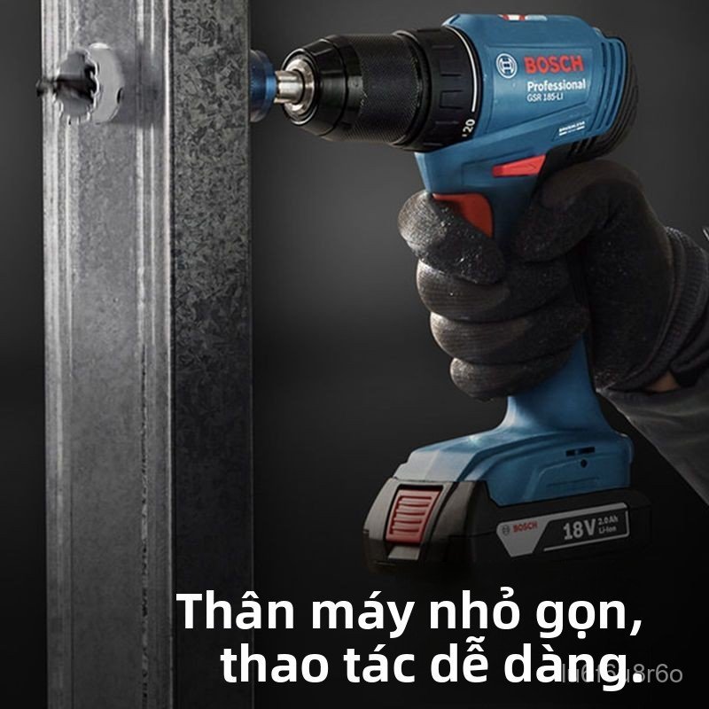 Máy khoan pin Bosch GSR185-LI không chổi than gia đình tua vít pin lithium cầm tay