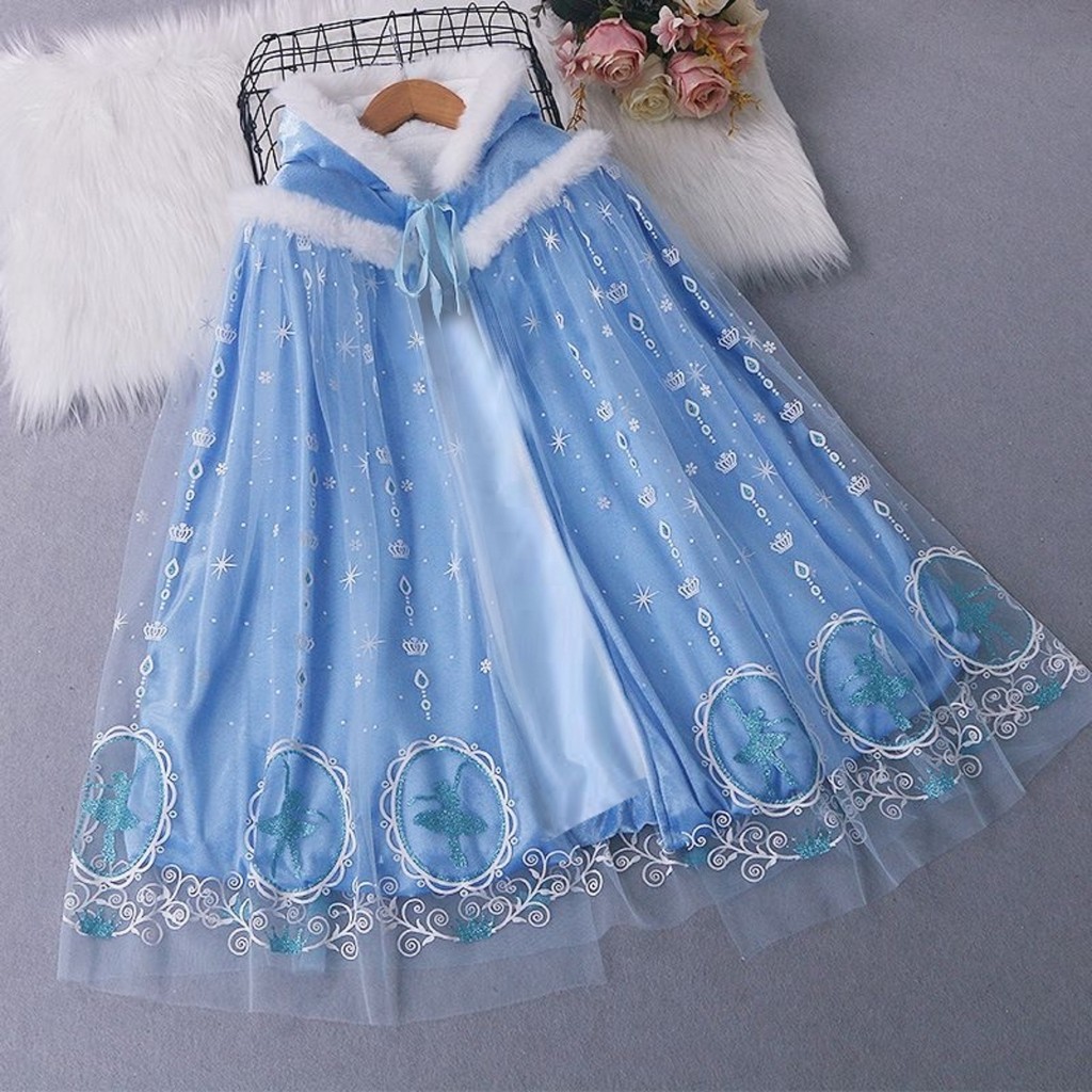 Công Chúa Aisha Áo Khoác Frozen Bé Gái Thu Đông Phong Cách Mới Aisha Khăn Choàng Aisha Trẻ Em Áo Kho