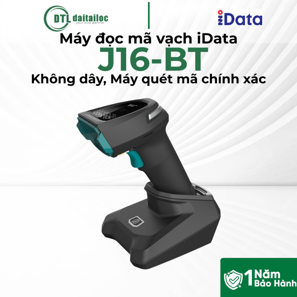 (Mua 1 Tặng 1) Máy Quét Mã Vạch iData J16-BT Bluetooth Không Dây Ổn Định Mượt Mà | Chính Hãng | Bảo 