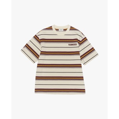MLB - Áo thun unisex cổ tròn tay ngắn sọc ngang_3ATSV0354-50CRD