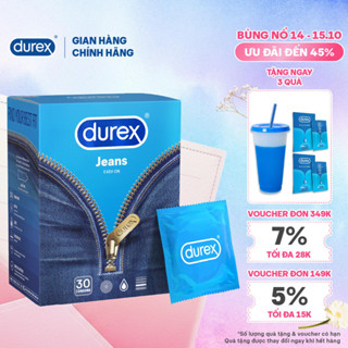 [ĐỘC QUYỀN] Bao cao su Durex Jeans cơ bản, bôi trơn, size 52.5mm, hộp 30 bao