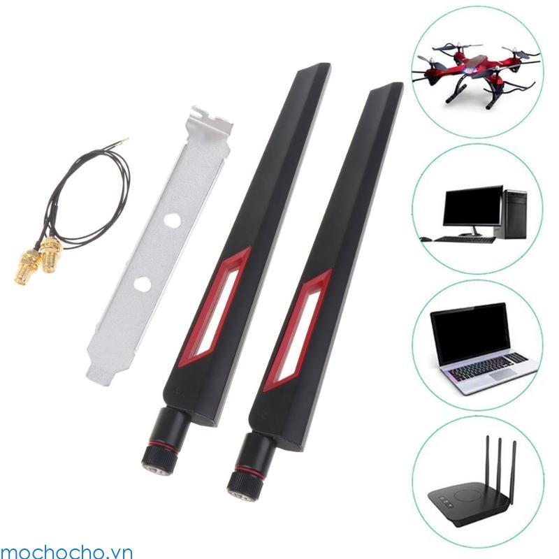 Mochocho 2 4GHz 5GHz 5 8GHz Ăng-ten WiFi băng tần kép với giá đỡ đầu nối nam RP-SMA