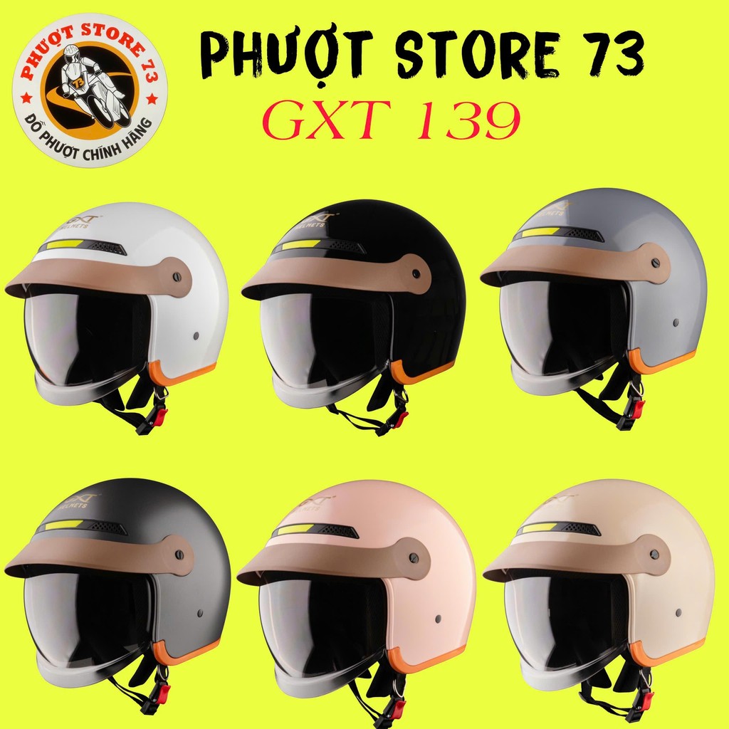 Mũ Bảo Hiểm 3/4 Gxt Gx139 Có Kính Âm Có Mái Che Nắng Che Mưa Rất Tiện Lợi Chính Hãng.
