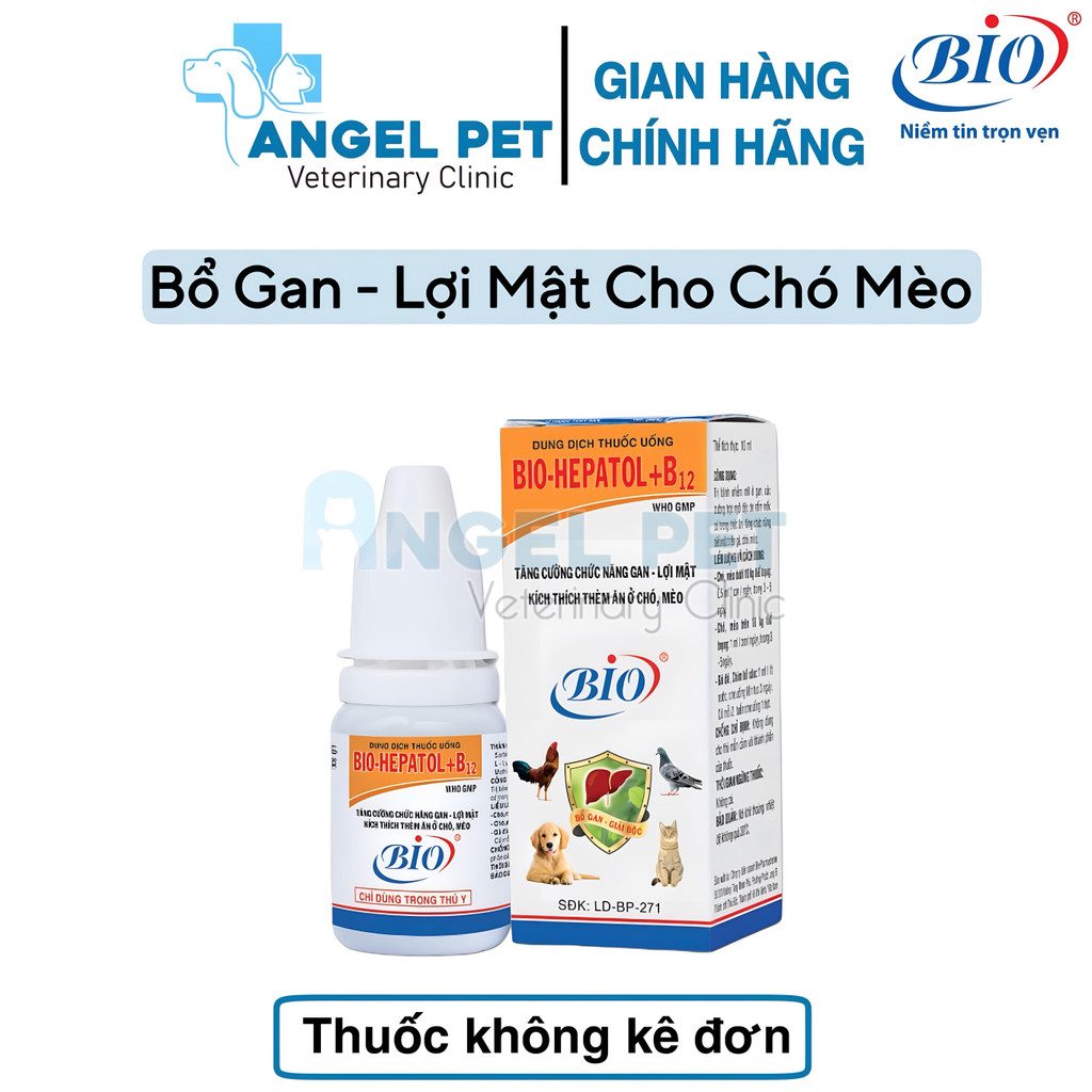 BIO Hepatol B12 Bổ Gan Giải Độc Gan, Tăng Cường Chức Năng Gan, Kích Thích Thèm Ăn Cho Chó Mèo - 10ml