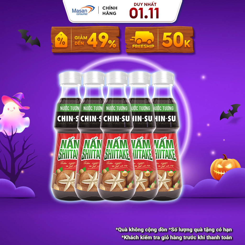 Combo 5 Nước Tương CHIN-SU Nấm Shiitake Chai 330ml